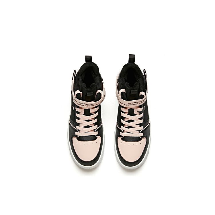 Anta High-Top Fleece Sneakers Women Sneakers Black Pink 92946911-6