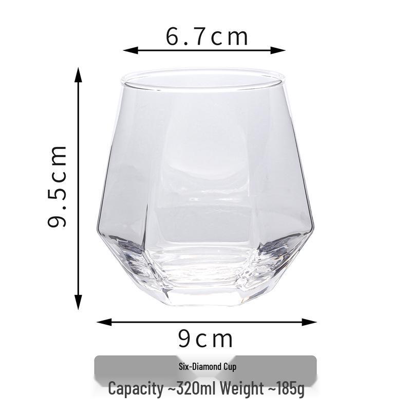 Hexagonal Diamond Colorful Glass Cup for Beverages 320ml