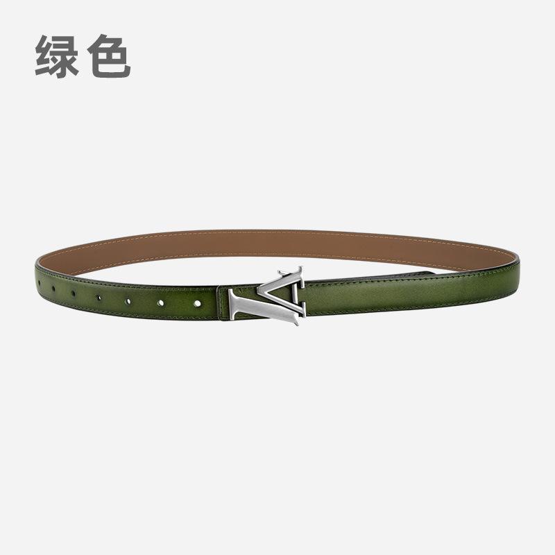 Alloy Alphabet Board Buckle Leather Belt Women'S Premium Pants Belt Women'S