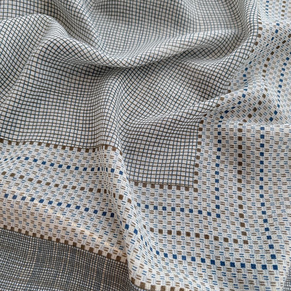 Japanese Style Checkered Linen Cotton Shawl Scarf for Women, 130x130cm - Warm Retro Literary Design