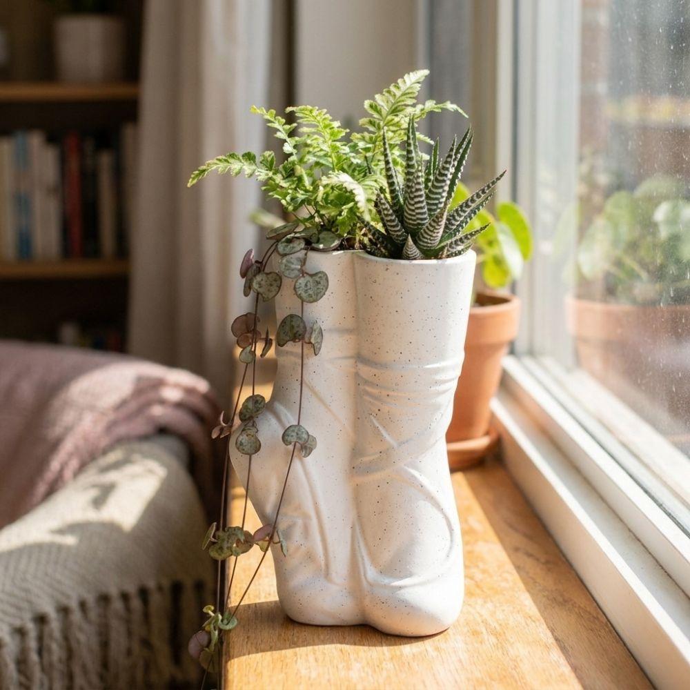 Dreamy Succulent Planter Creative Ballet Foot Vase Minimalist Foot Sculpture Pot Balcony Patio