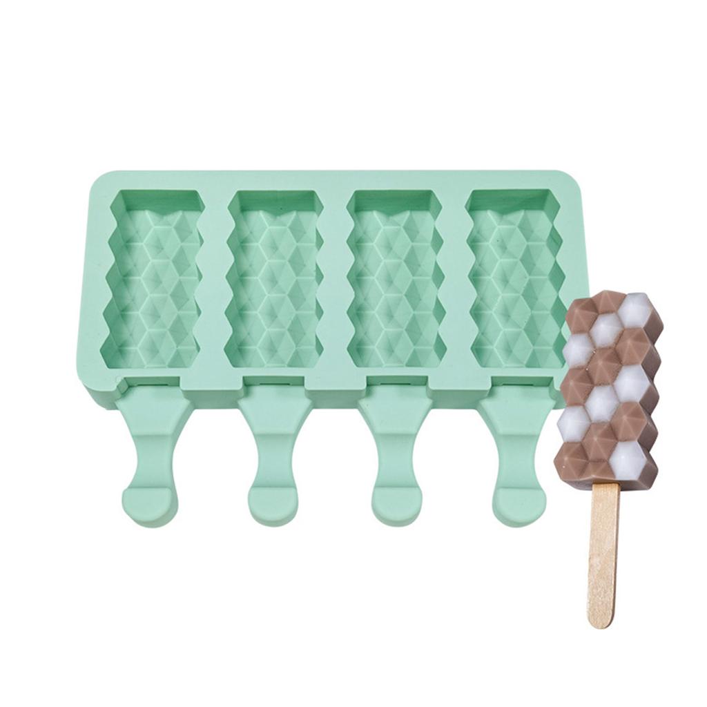 4 Cavity Ices Cream Mold Hexagonal Silicone Popsicles Molds Baking Tool Cake Candy Candy Mold Baby Food Ices Maker