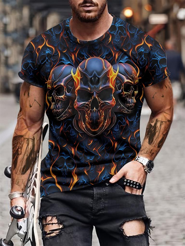 Unisex's Clothing Skeleton Graphic Print T-shirt Oversized T Shirt Unisex Summer Spring Oversized Punk Style Short Sleeve Outdoor Top