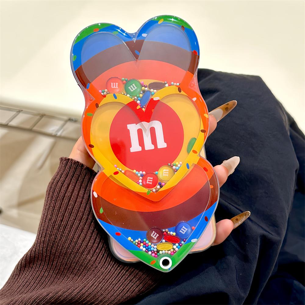 Fashion Rainbow Stripe Chocolate With Fold Mirror Cute Phone Case For iPhone 12 13 14 15 16 Pro 17 Pro Max Cover with Crossbody