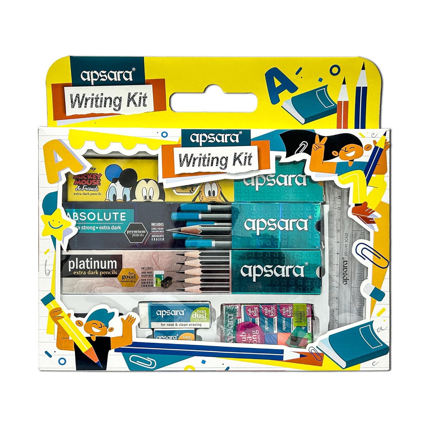 

Apsara 250 Writing Kit Blue White Pack Of 1 Pencil Eraser Sharpener Ruler Pen School Office Stationery Set