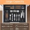 Extra-Large Expandable Kitchen Drawer Organizer, 8 Compartments Adjustable Cutlery Tray, Suitable for All Seasons, Black Storage