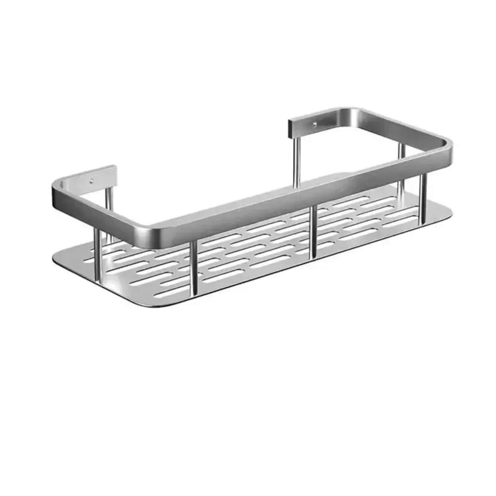 

Полки для ванной комнаты Угловая полка для душа Алюминиевая настенная полка для хранения шампуня Держатели для кухонных принадлежностей для ванной комнаты Без сверления серебряный
