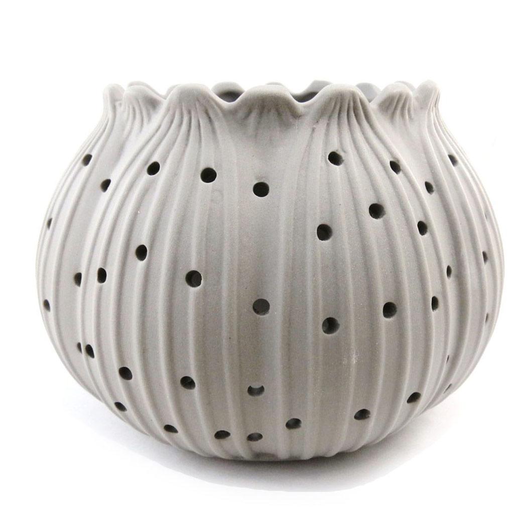 Les Trésors De Lily [J0538] - Gray 'Leaf' Candle Holder
