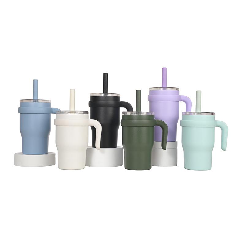 New Stainless Steel Cup With Handle Children'S Straw Cup High Value Vacuum Thermos Cup