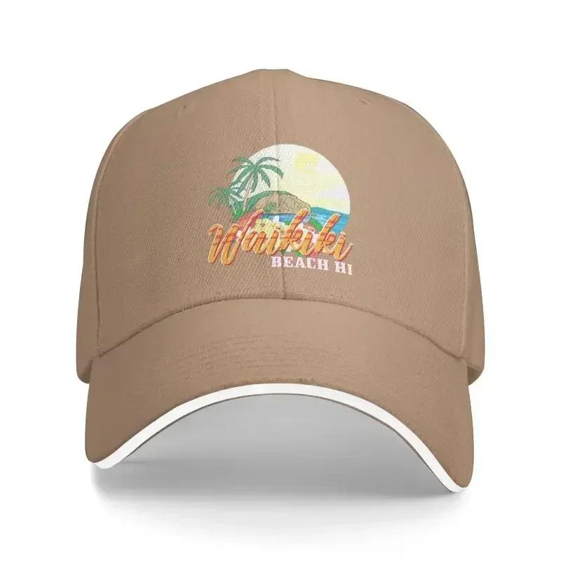 Classic Hawaii Waikiki Beach Baseball Cap Women Men Custom Adjustable Unisex Tropical Palm Tree Dad Hat Summer