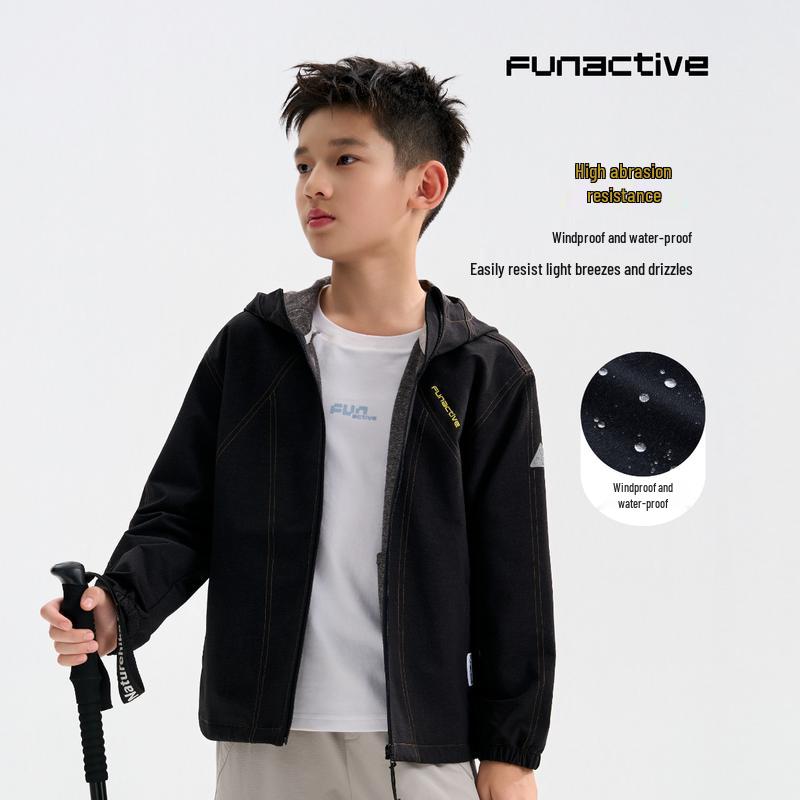 FUN ACTIVE Kids' Hooded Windbreaker Jacket