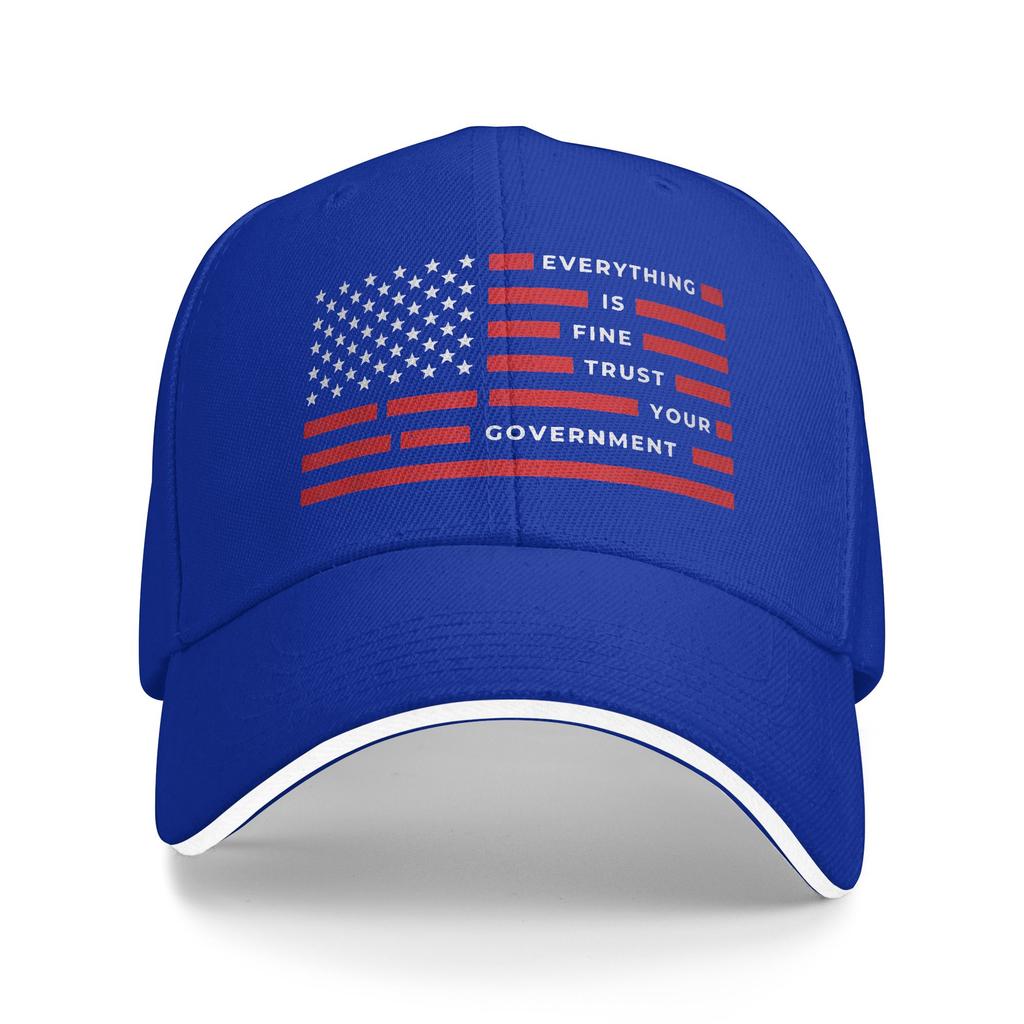 Summer Everything is Fine Trust Your Government Baseball Cap Hunting Camping Casual Sun Trucker Hat Male Sun-Proof Baseball Caps