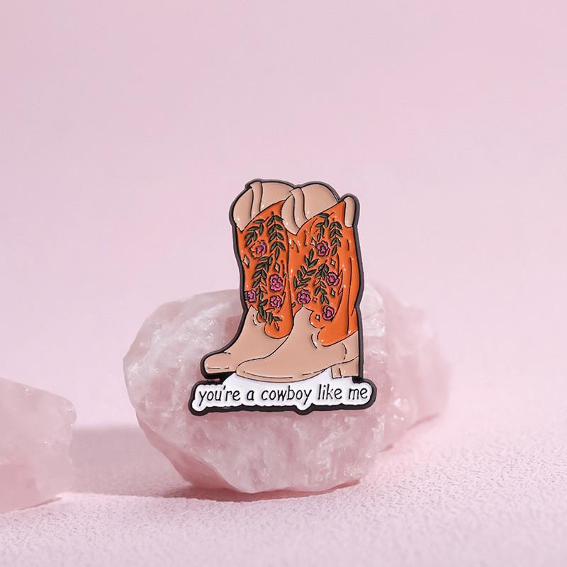 Fashionable Cartoon Boot Brooch With Fun Lettering And Eyecatching Colors Made From Durable Alloy Great For Ages All