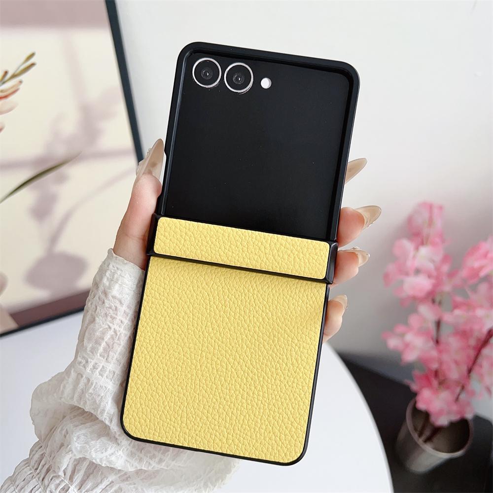 Luxury Leather Hard Shell Hinge Protective Cover Phone Case for Samsung Galaxy Z Flip 7 6 5 4 3 Flip7 Flip6 Flip5 Flip4 Flip3 5G