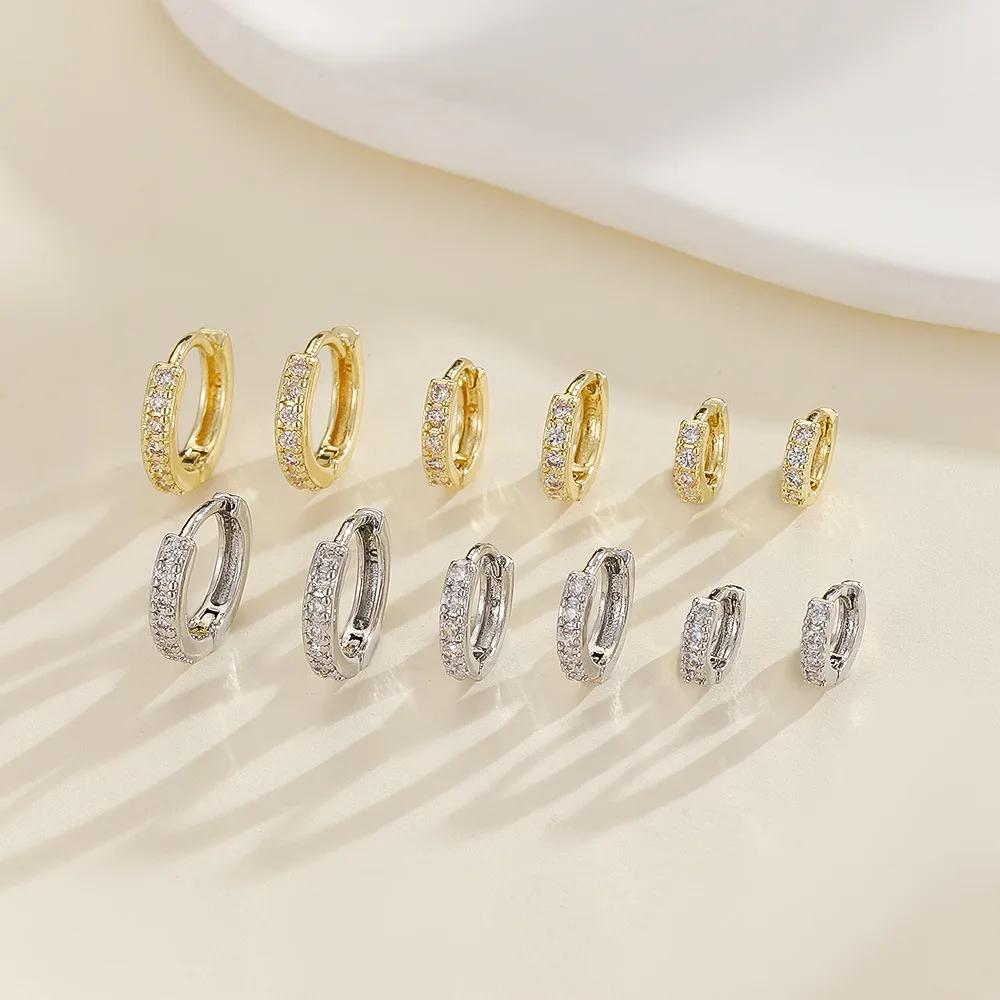 1 Paire Boucle d'Oreille Créole Minimaliste Pierre CZ Pour Femmes Petite Couleur Or Boucle d'Oreille Piercing Mode Filles Bijoux de Fête Quotidienne