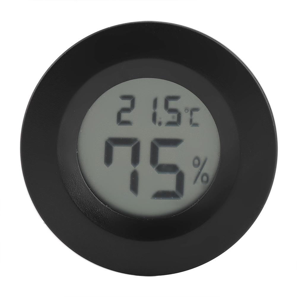 

Mini Digital Lcd Thermometer Round Shape Temperature for Indoor Reptile Pet(Black)