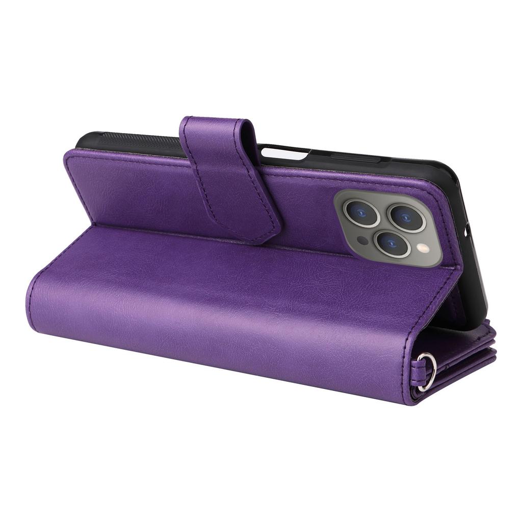 Applicable to iPhone17 mobile phone leather case 16Pro multi-function zipper wallet split magnetic two-in-one card