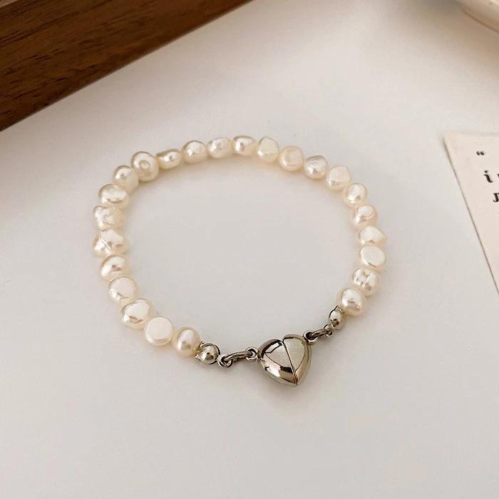 New 925 Silver Bracelet Pearls Knots Bracelet for Women Fashion Heart Pearls Bracelet Luxury Jewelry Accessories Gift