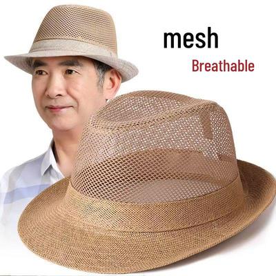 Men's Summer Breathable Mesh Straw Hats - Casual, Cool Outdoor Hats for Middle-Aged and Elderly