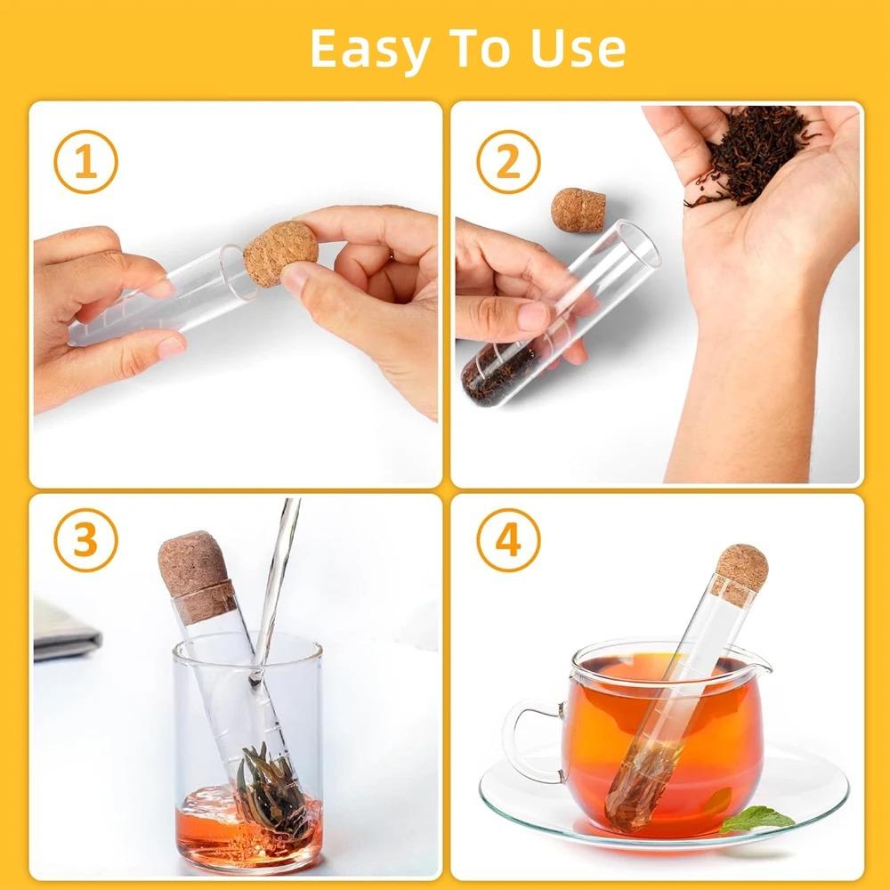 Creative Tea InfuserClear Filter Glass Tube Tea Strainer with Cork Lid Reusable Brewing Test Tube Kitchen Tools