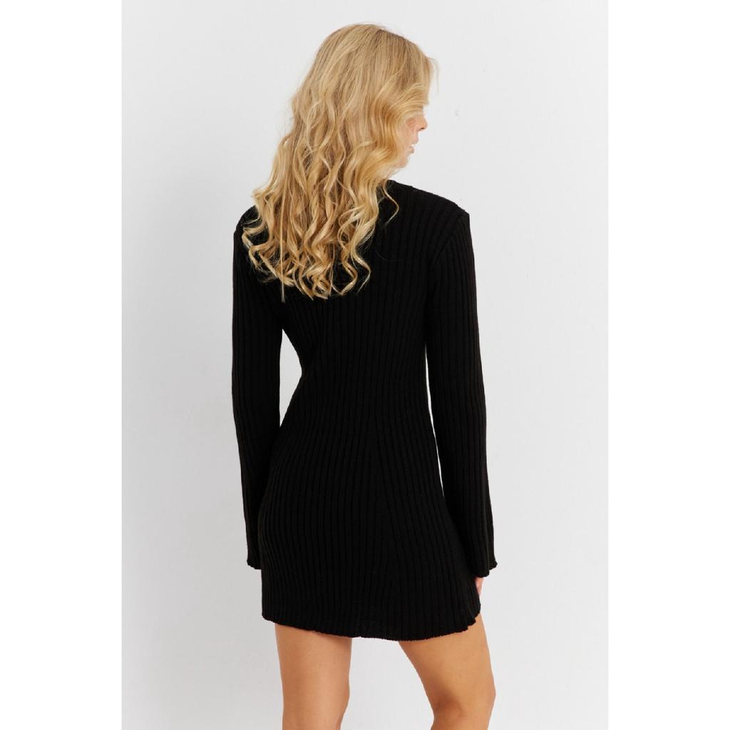 Women's Burgundy Spanish Sleeve Knitwear Mini Dress Yv273