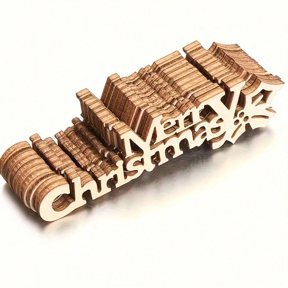10/20/100Pcs Merry Christmas Wooden Cutout Unfinished Wood Letter Piece Slice Embellishment for DIY Scrapbooking Xmas Crafts