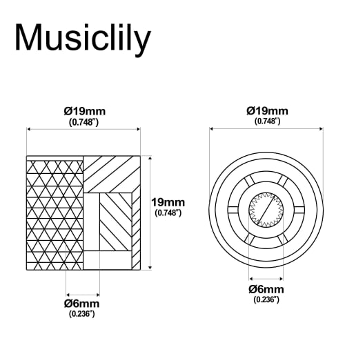 Musiclily Pro Stål Dome Knotter, 19mm, Tomme Standard, for USA Elektriske Gitarer/Basser, Nikkel (Sett med 2)