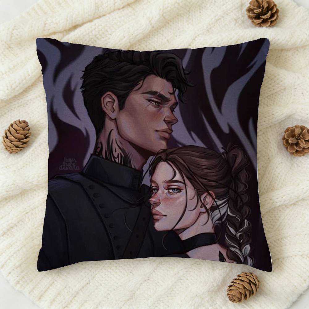 F-Fourth Wing Xaden Violet Double-Sided Printed Square Decorative Cushion Cover For Sofa Living Room Home Decor