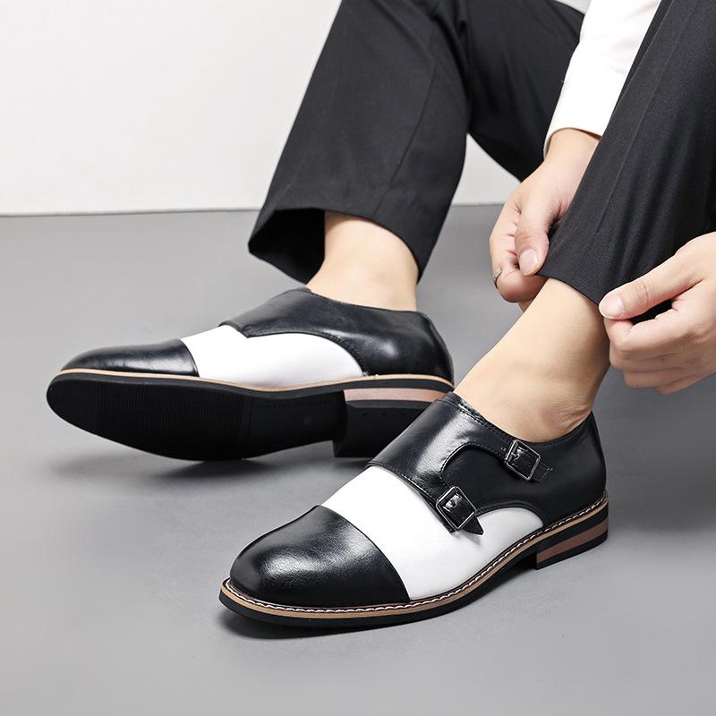 Spring New Large Size 48 Retro British Leather Shoes Personalized Buckle Dress Men's Business Casual Shoes Monk Shoes