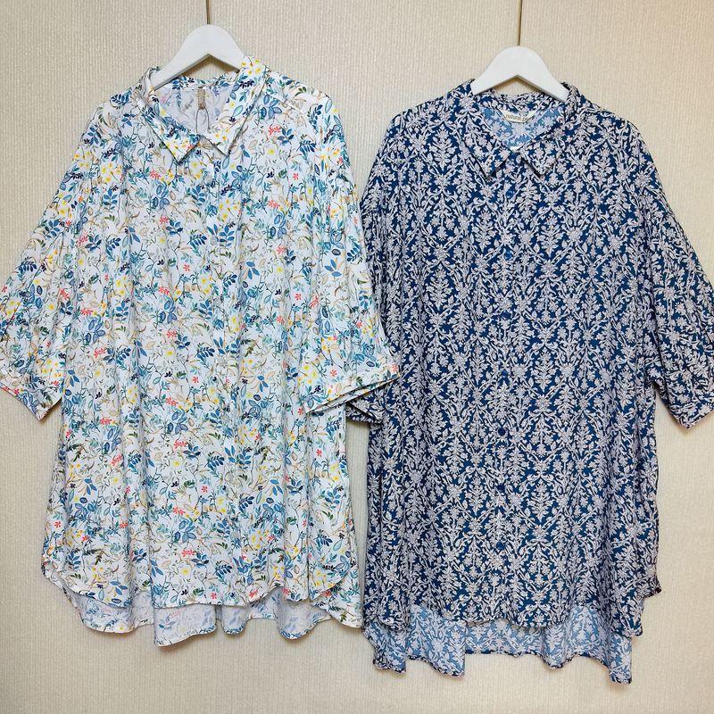 Trade Orders Exported to Japan Tail Goods Rayon Printing V-neck Pullover Dress Loose Casual Plus size Customer Supply Fabric Middle-aged Women Dress