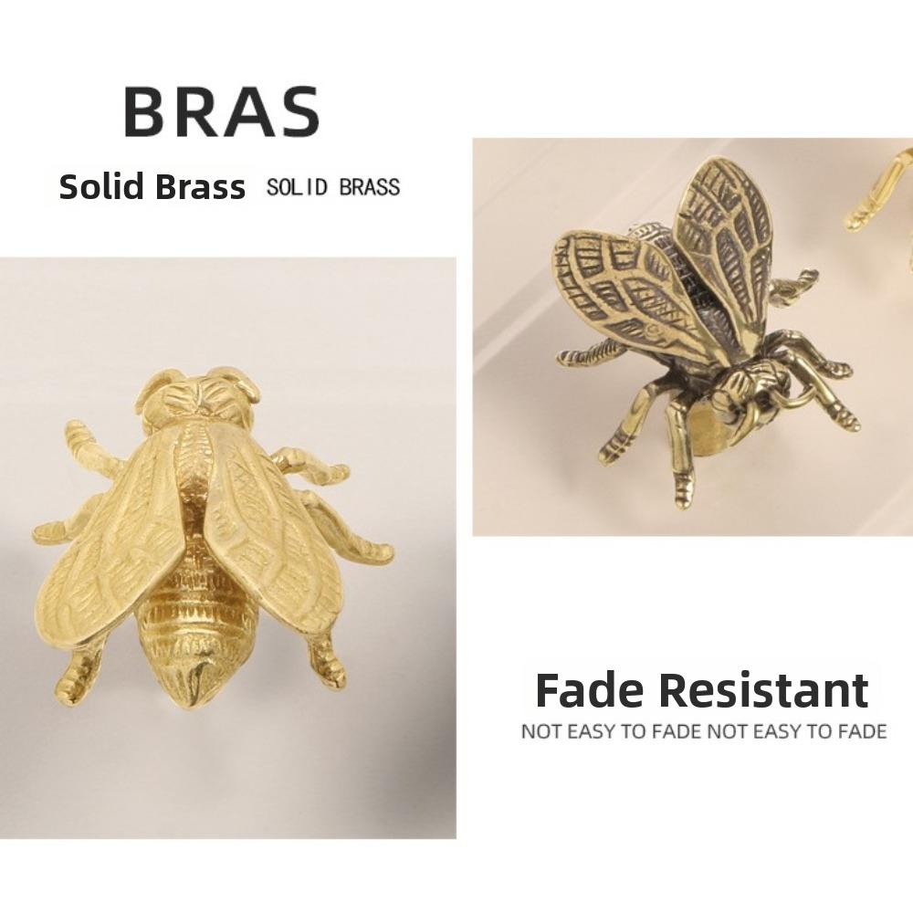 Vintage Cabinet Door Knobs Retro Wardrobe Drawer Pulls Lifelike Bee Brass Handle  Kitchen