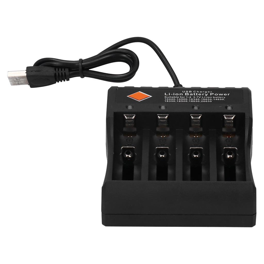 Akkuladegerät DC4.2V 4 Schacht Wiederaufladbare Bucht mit USB-Kabel Passend für 3.7V Liion