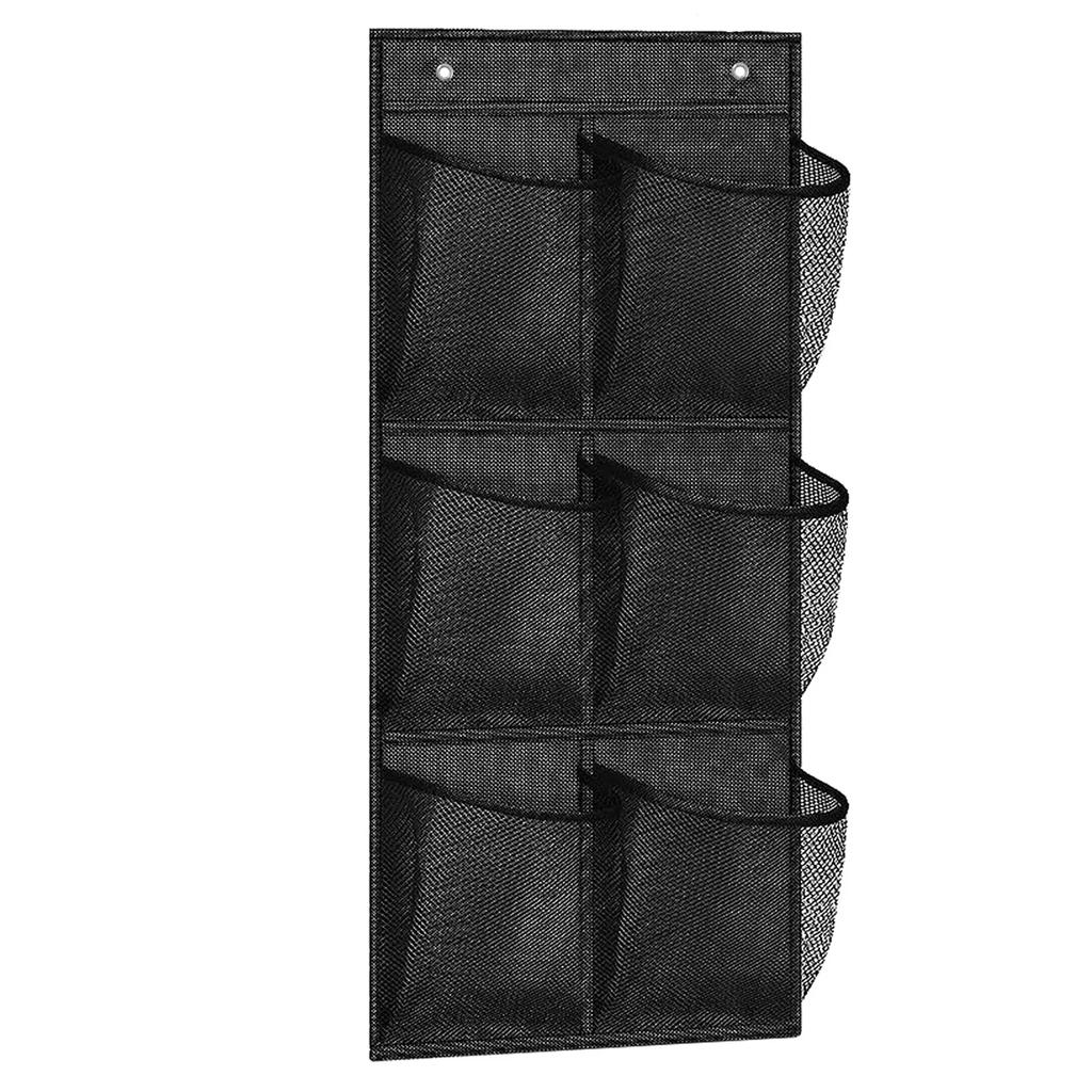 6 Grids Wall-mounted Sundries Organiser Non-woven Fabric Closet Storage Mesh Bag Pocket Clear Hanging Over The Door Cloth Box
