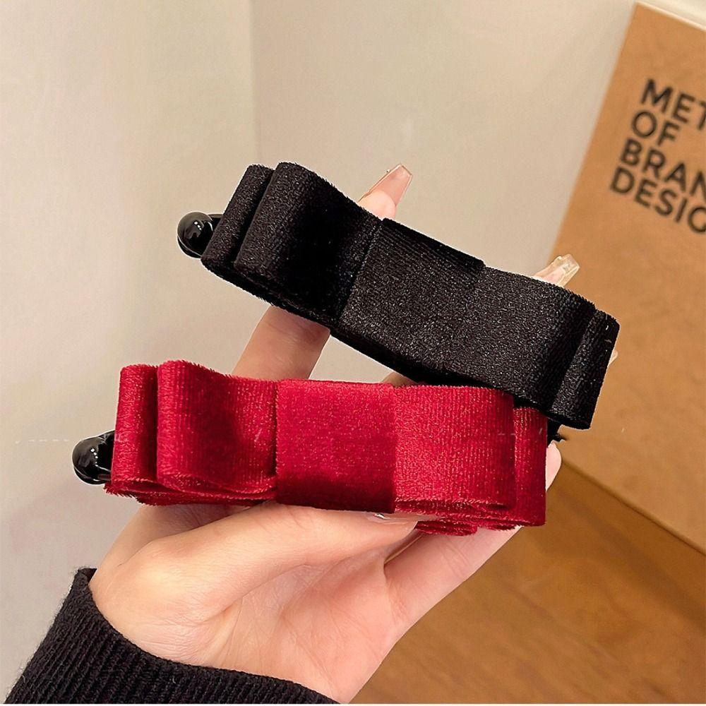 Schwarze Schleife Bananenclip Stoffschleife Vertikaler Clip Kopfschmuck Rote Samtschleife Haarspange Haarnadel