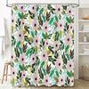 Botanical Shower Curtain Nature Floral Pattern Bathroom Decor Tropical Leaves Green Pink Home Textile Washable Waterproof Modern