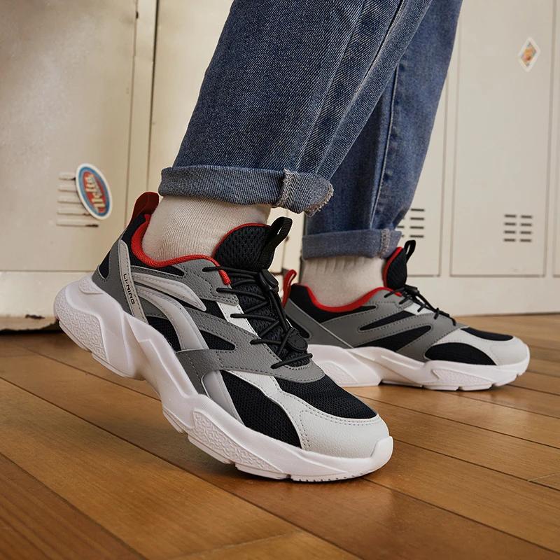 Li Ning Kids Fashion Versatile Trendy Anti-Kick Shock-Absorbing Low-Top Casual Shoes Kids Casual Shoes Black YKCU210-1