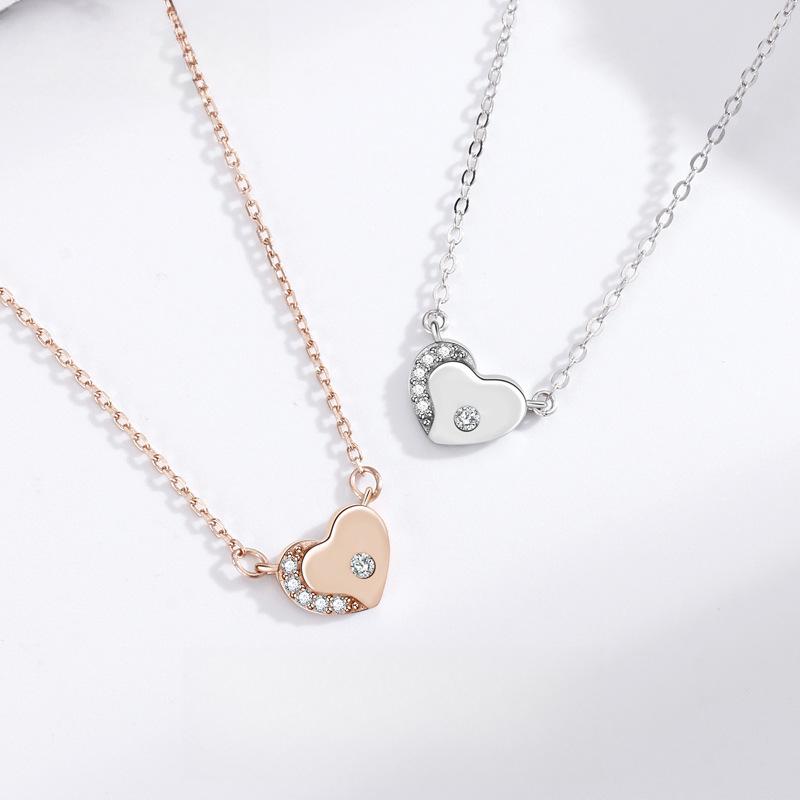 

Love diamond necklace, women s heart-shaped zircon pendant, Korean version of fashion personalized ins necklace.