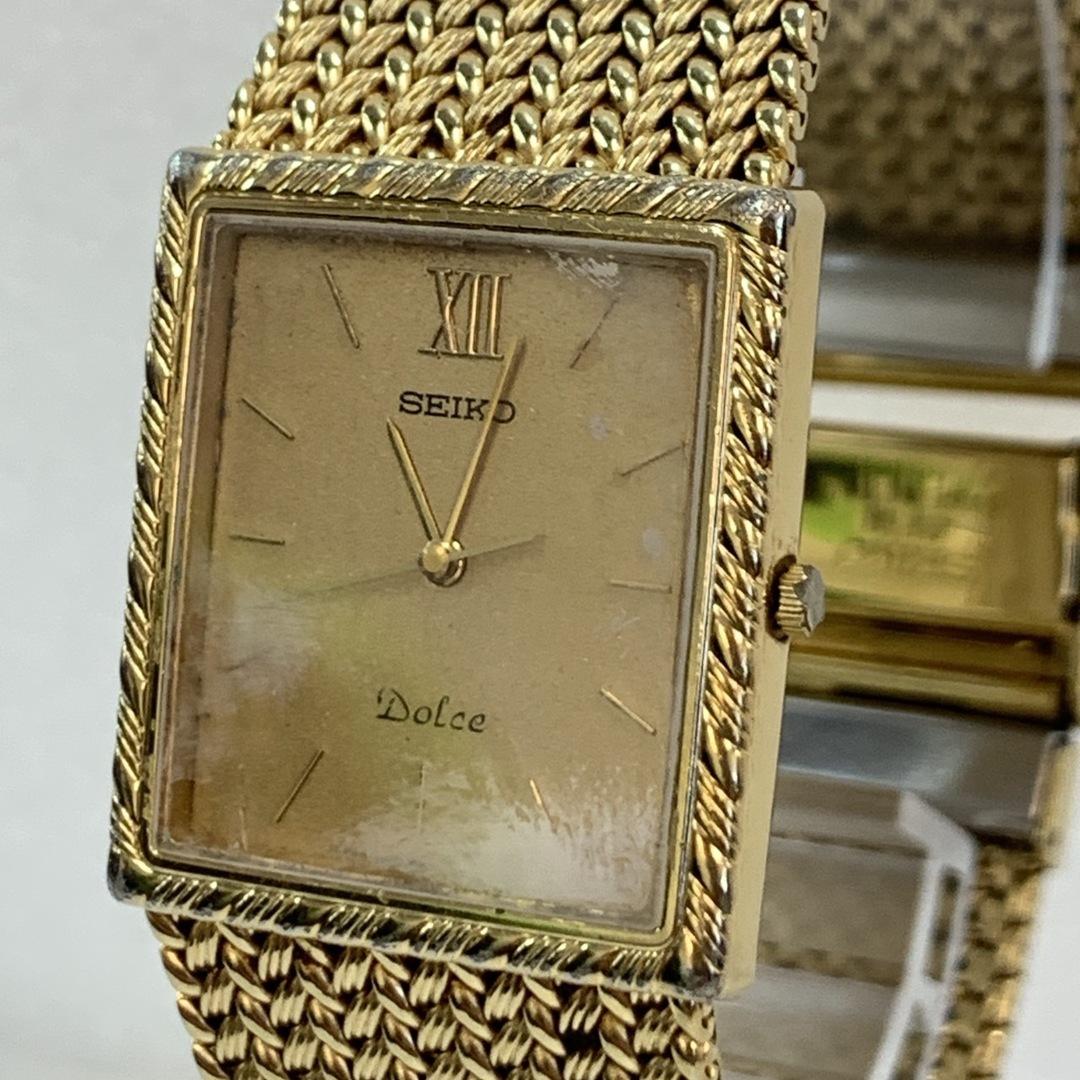 

Хорошо работают SEIKO Dolce 9531-5100 Кварцевые Квадратные Римские Цифры Золотой Циферблат Аналоговые Сетчатый Ремешок Женские Часы 3 Стрелки