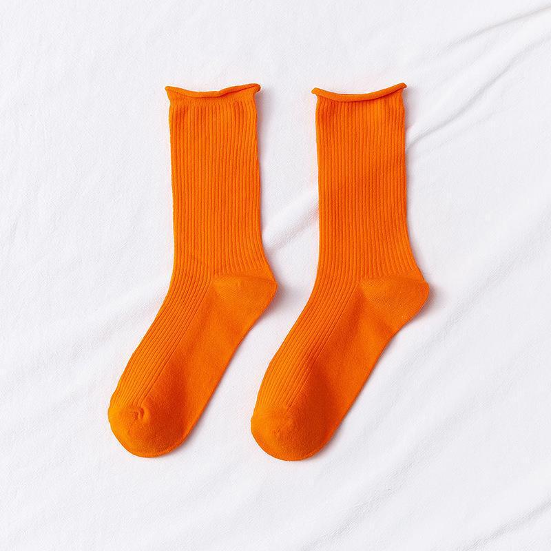 Colorful Socks, Women's Mid-calf Socks, Trendy Spring and Autumn Thin Style, Candy-colored Rolled-up Pile Socks, Dopamine Trendy Socks