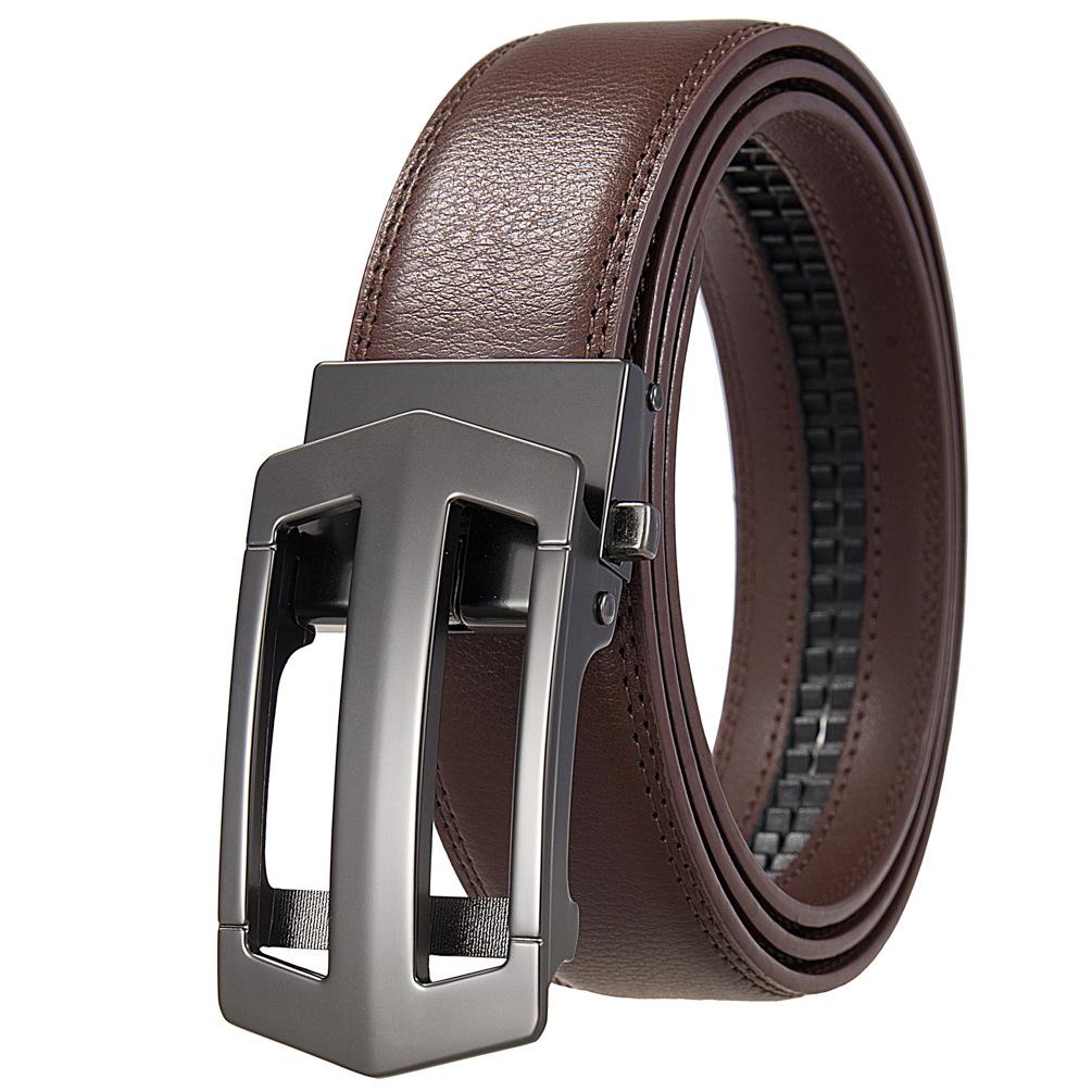 1Pcs Business Automatic Buckle Belt Personalized Men'S Belt, Two-Layer Cowhide Ly55-561776-3