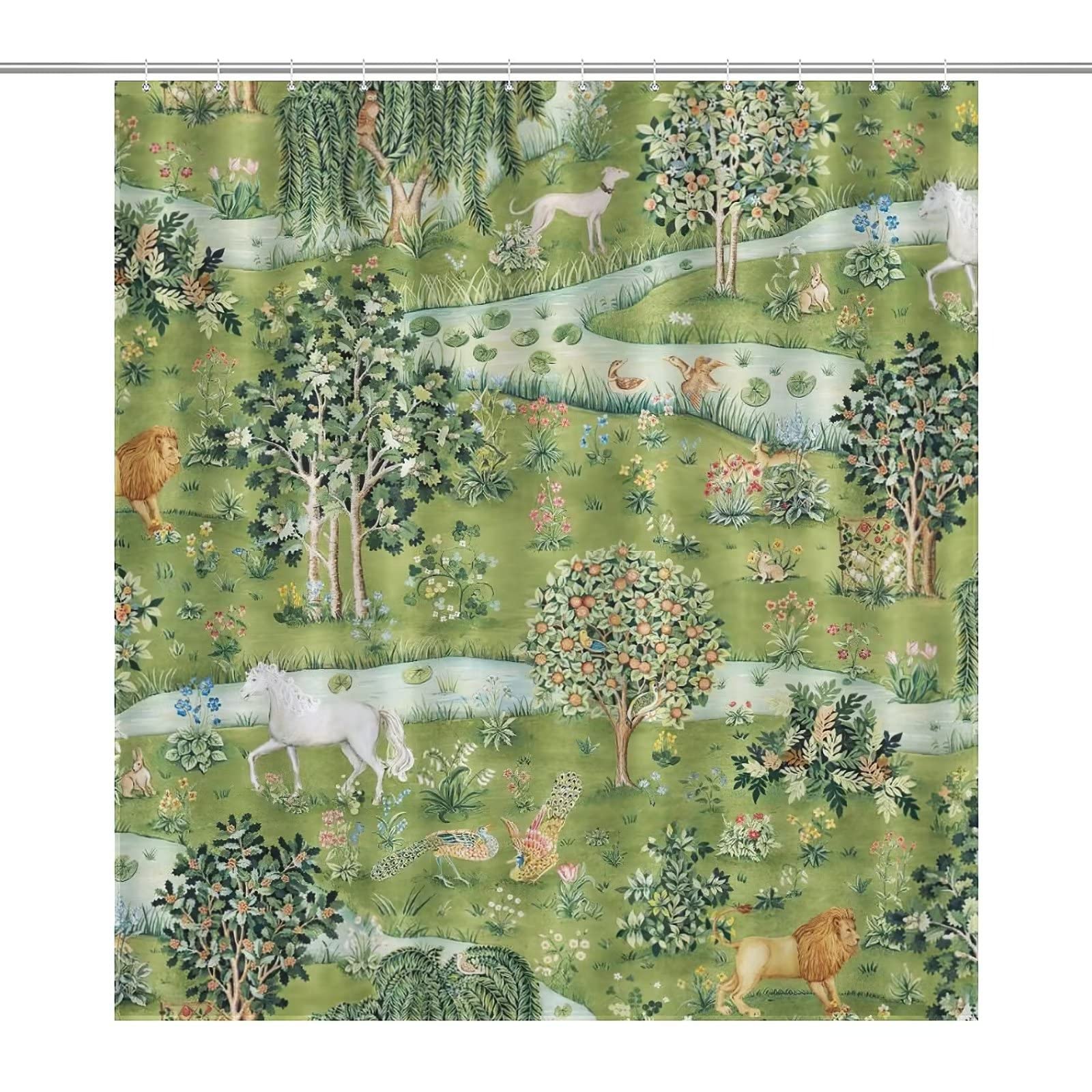 Exquisite Fashion Items William Morris Shower Curtain Watercolor Vintage Flower Art Style Shower Curtain For Bathroom Waterproof Bath Curtain With Hooks