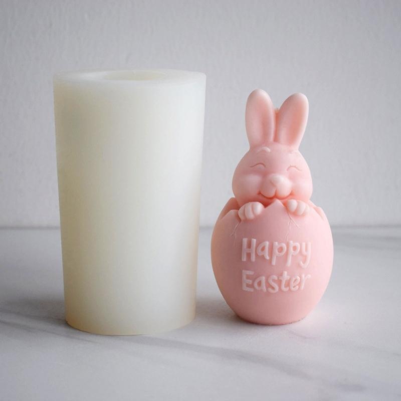 3D Bunny Egg Candle Silicone Mold Easter Resin Casting Mould for DIY Candle Making Clay Craft Plaster Home Decoration