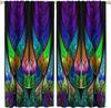 Stained Glass Blackout Window Curtains, Autumn Forest Mosaic Art Beautiful Nature Scenery Stained Glass Home Kitchen Livingroom