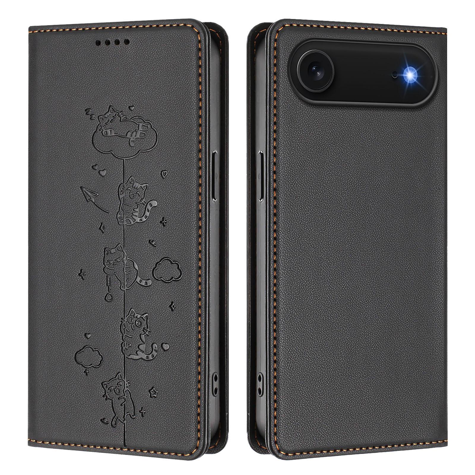 For iPhone Air Case RFID Blocking Wallet Stand Imprinted Cat Pattern Leather Phone Cover