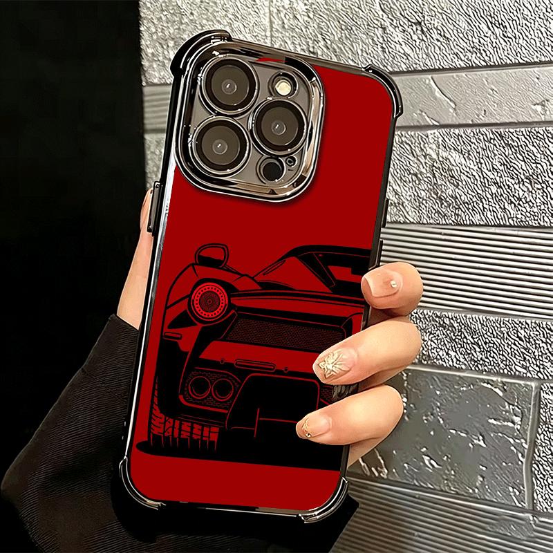 Super Sports Car Simple Desgin Soft Phone Case For iPhone 15 16 17 Air 14 Pro Max 16E Plus 13 12 Mini Plating Anti-Fall Fundas
