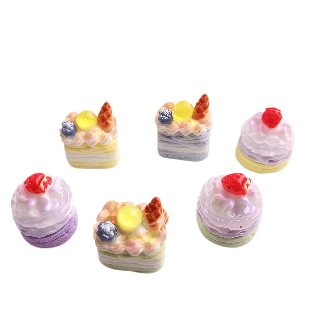3D Miniature Resin Fruit Cake Ornaments - DIY Jewelry & Shop Toy