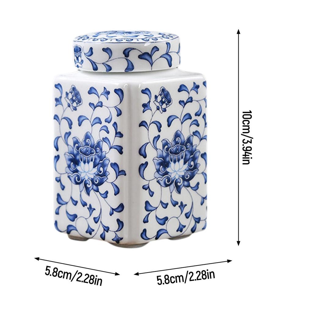 Porcelain Temple Jar Ceramic Ginger Jar Porcelain Food Storage Jar Flower Vase for Home Decor