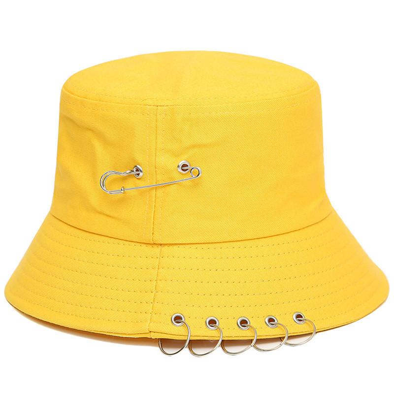 Hat summer breathable pin ring iron ring bucket hat men basin hat sunscreen sunshade bucket hat women