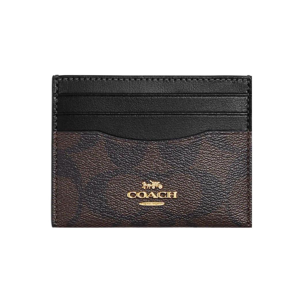 COACH Card Case Coated Canvas Leather