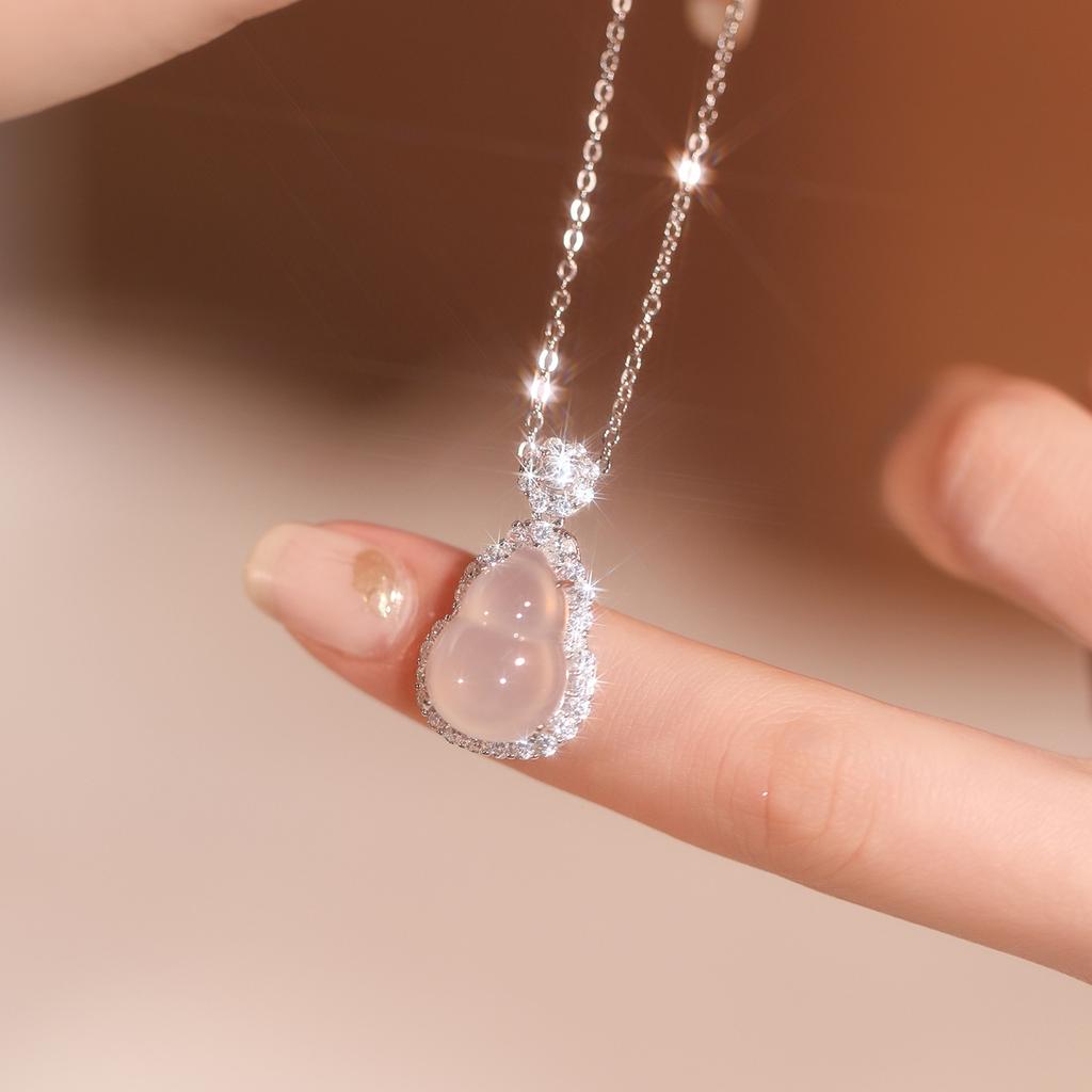 Clear White Chalcedony Gourd Sterling Silver S925 Necklace Autumn and Winter New Chinese Premium Light Luxury 2026